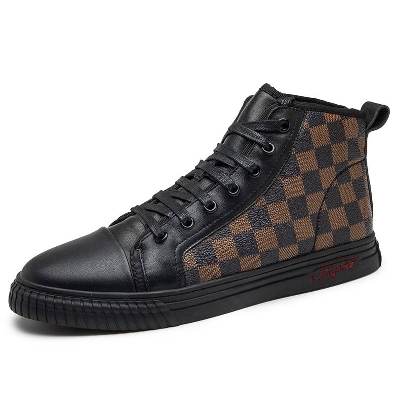 Casual Checkered Style High-Top Sneakers