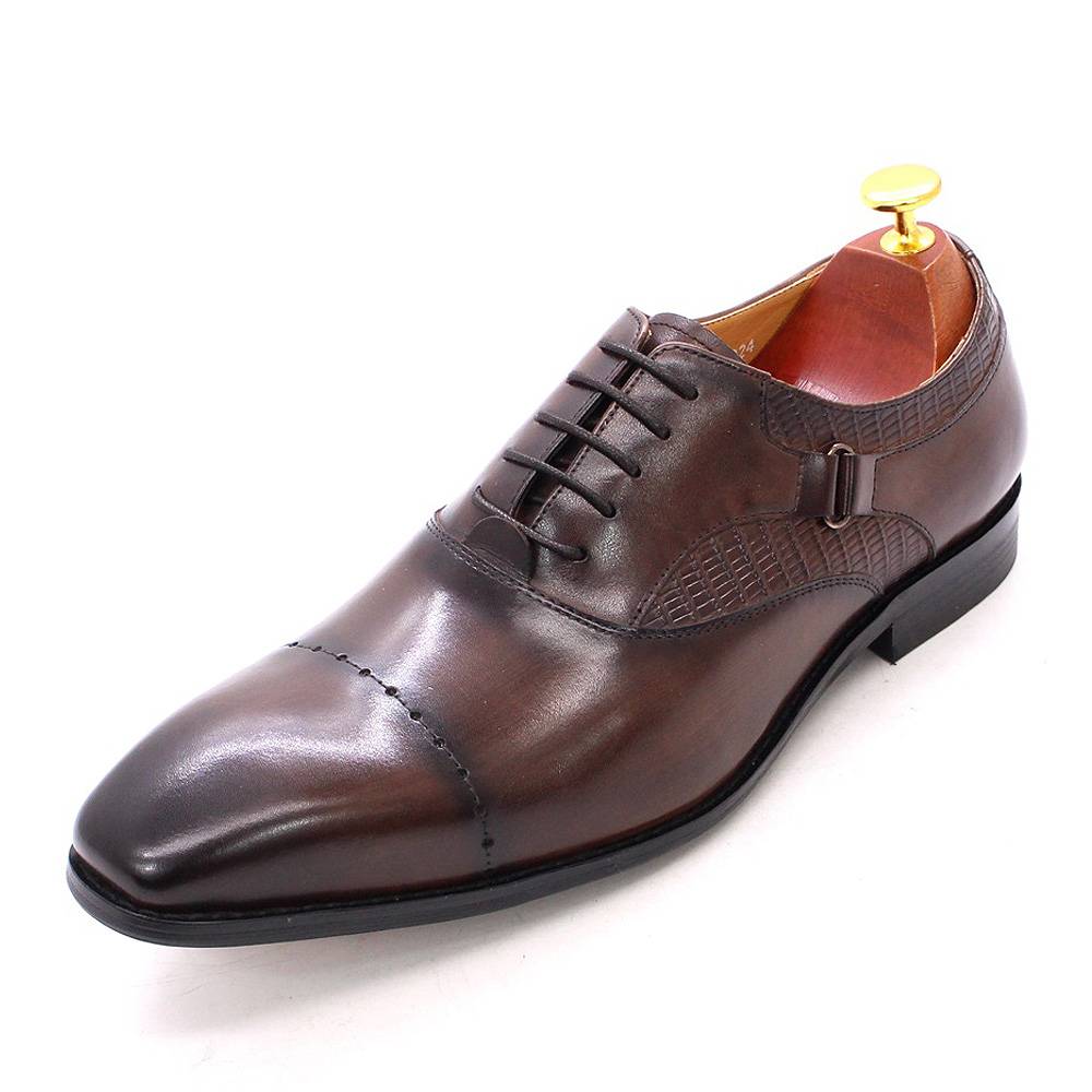 Oxfords Genuine Leather Cap Top Shoes