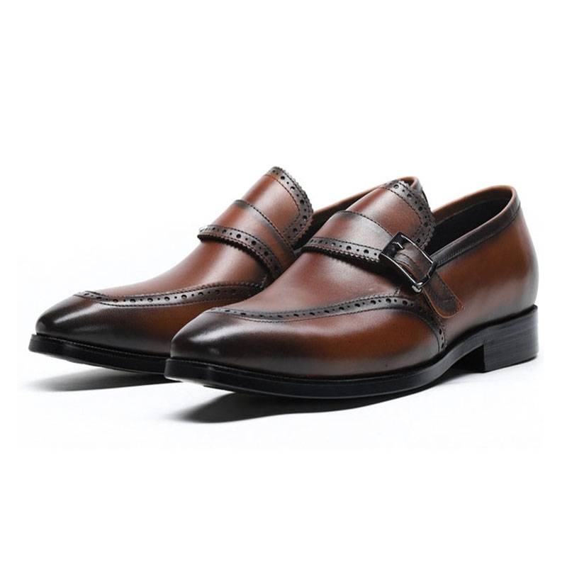 Pointed Toe with Buckle Strap Formal Business Style Men Leather Shoes