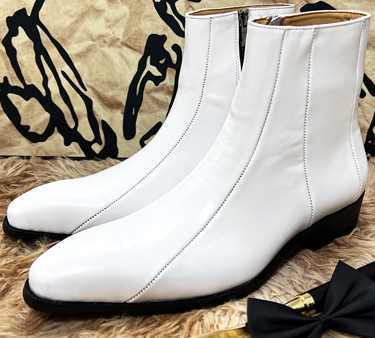 Ankle Zip Solid White Boots