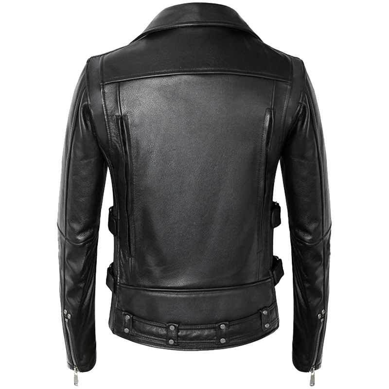 Zipper Pocket Decorated Turn-Down Collar Faux Leather Jacket