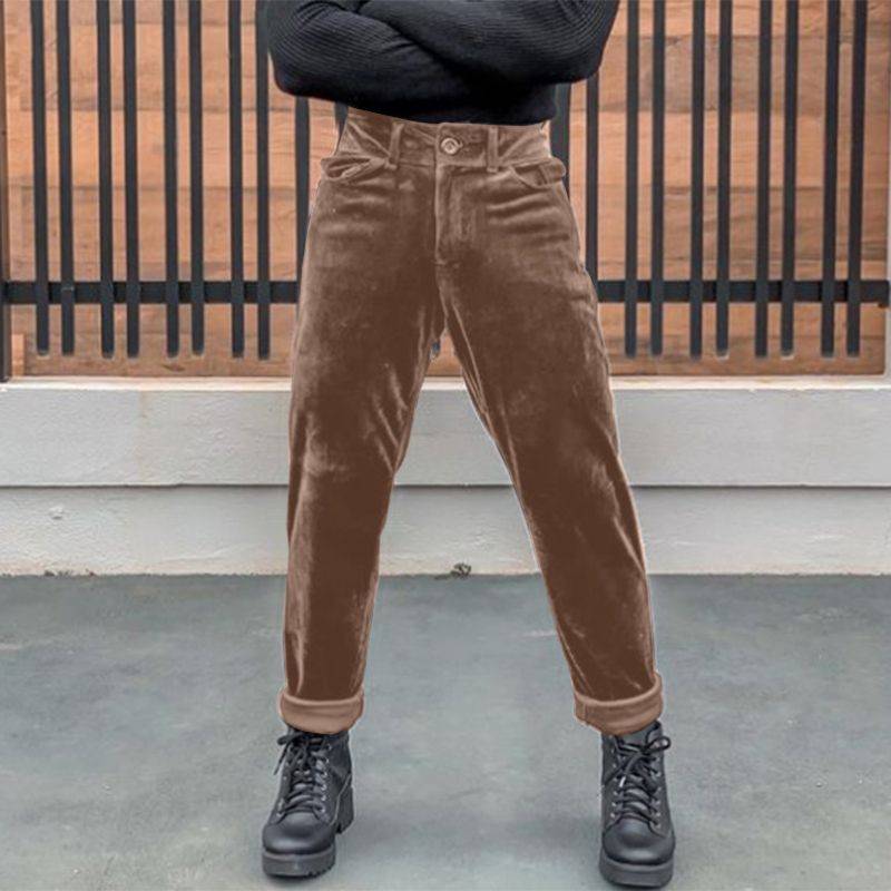 Solid Color Faux Suede Trouser