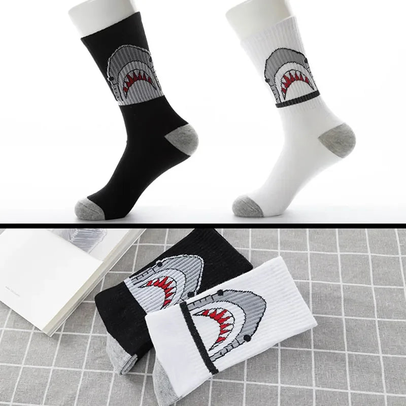 Cartoon Shark Pattern Cotton Socks