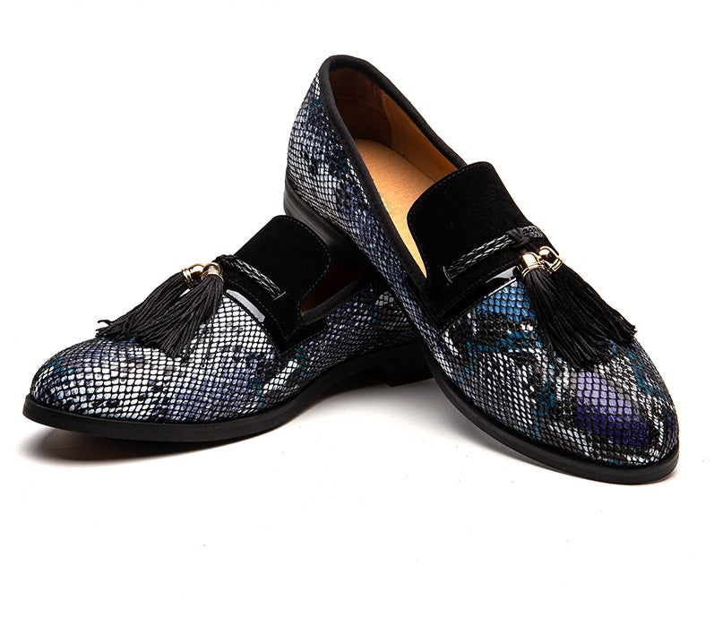 Mix Pattern with Tasseled Details Men Loafers Shoes