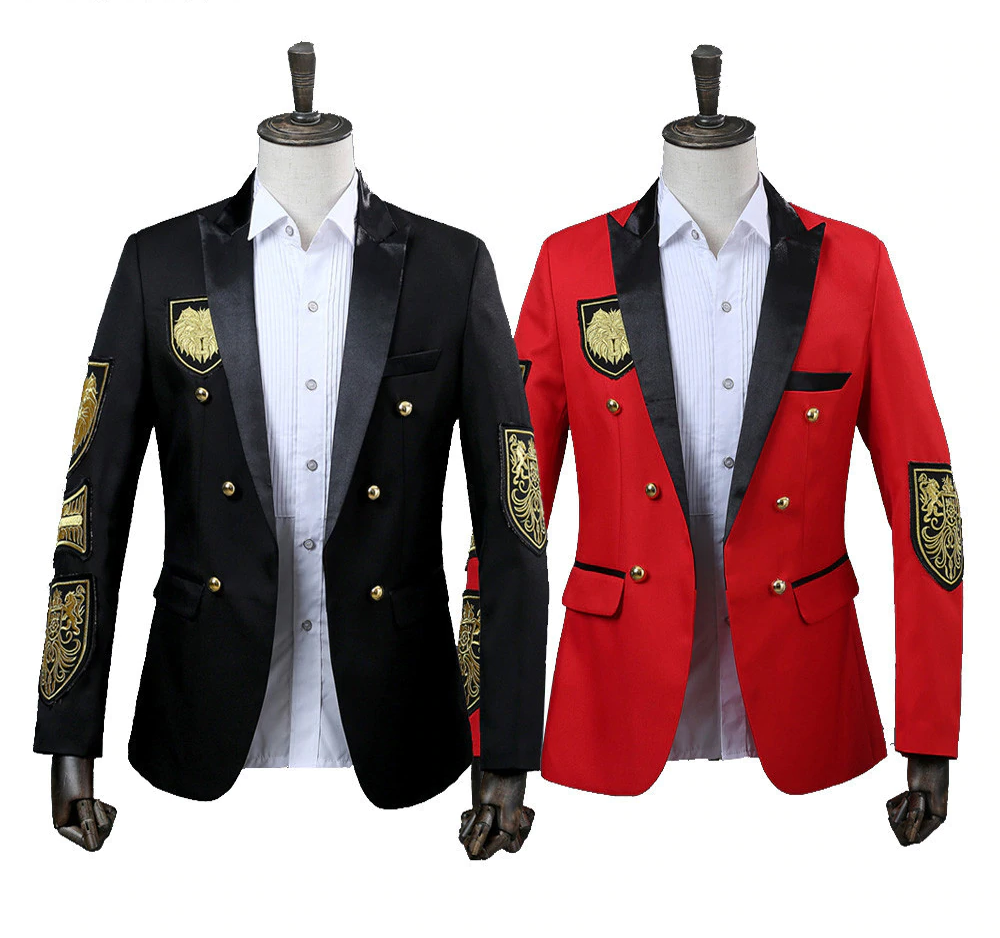 Multi Badges Stage Costume Style Men Blazer