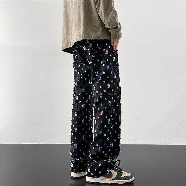 Ripped Patchwork Loose Pants