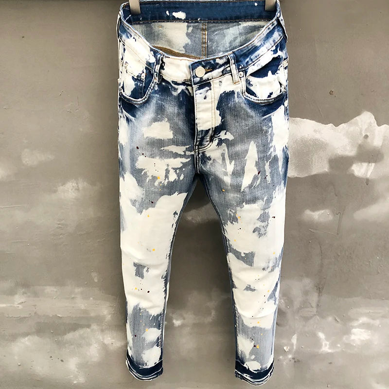 Retro Paint Inkjet White Skinny Jeans