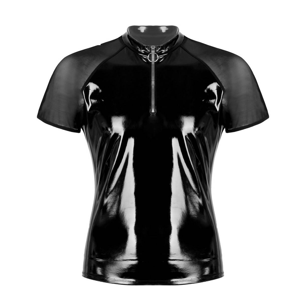 Shiny Patent Leather Short Sleeves T-Shirt