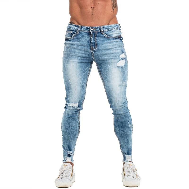 Blue Slim Fit Bottom Ripped Skinny Style Men Jeans - FanFreakz