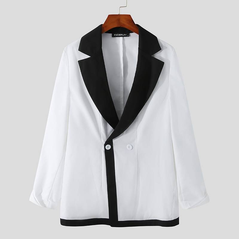 Black White Low Chest Lapel Blazer