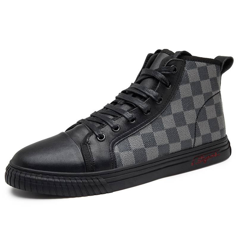 Casual Checkered Style High-Top Sneakers