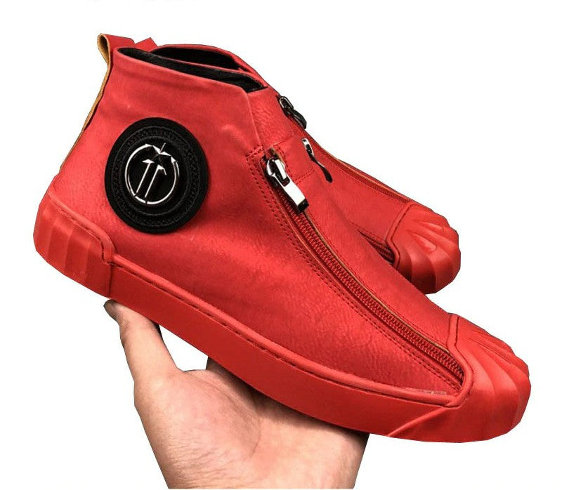 Rubber Toe with Double Zipper Men Casual Shoes