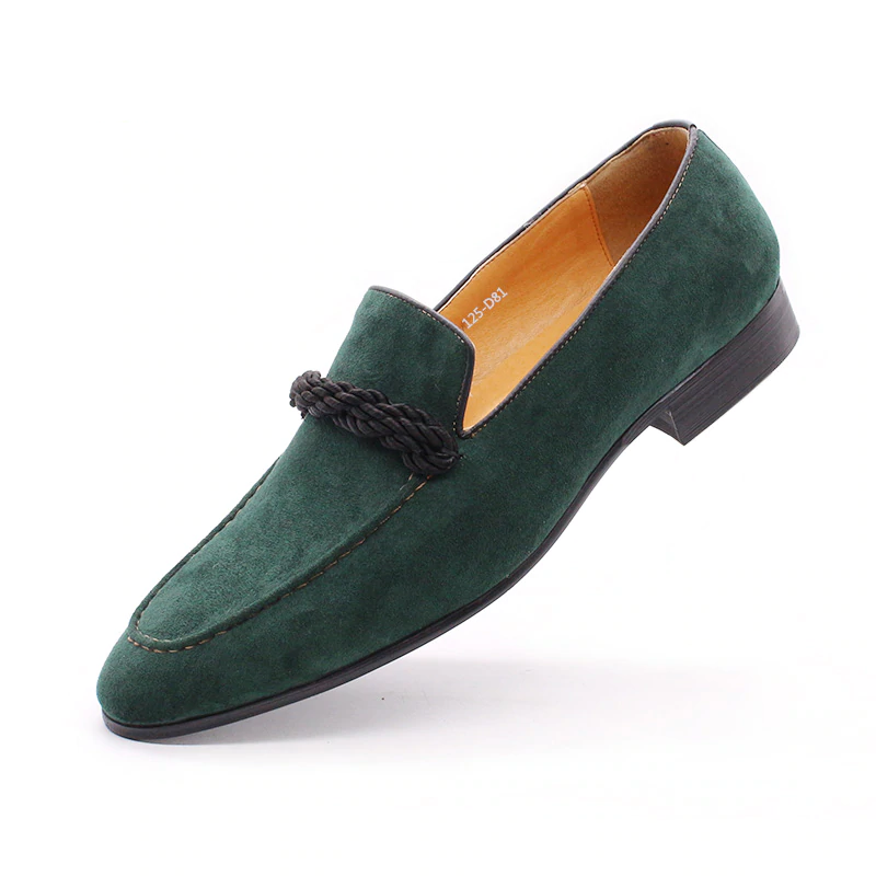 Braid Accent Suede Men Genuine Leather Loafers