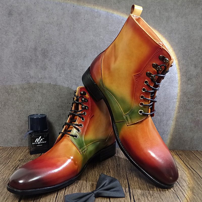 Lace Up Gradient Green Boots