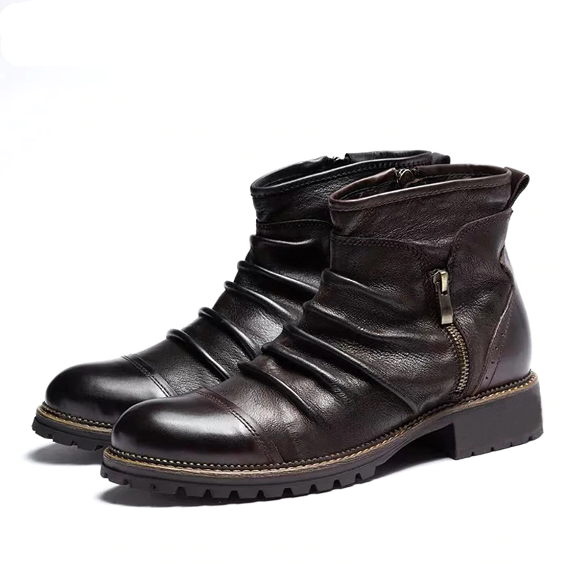 Retro Style Zippered Breathable Men Ankle Boots