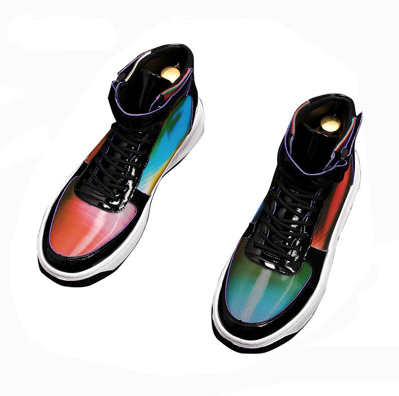 Casual Mix Solid Colorful High Top Lace Up Men Sneaker