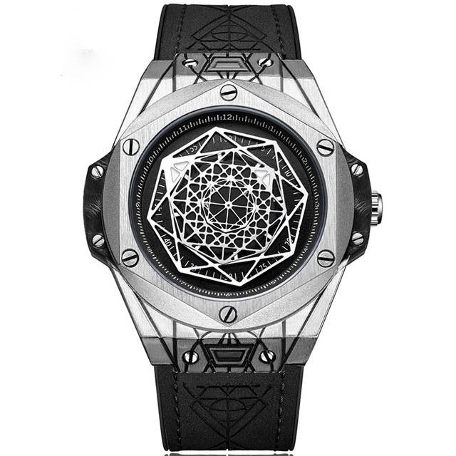 Luxury Casual Quartz Geometric with Leather Strap Men Watches