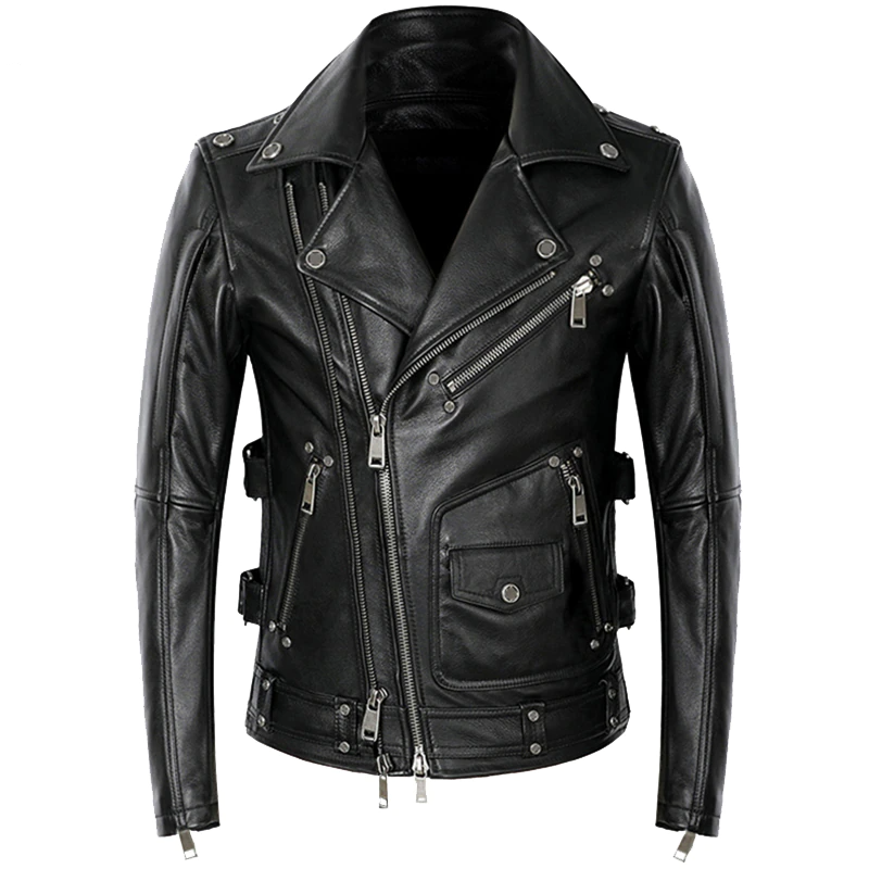 Zipper Pocket Decorated Turn-Down Collar Faux Leather Jacket