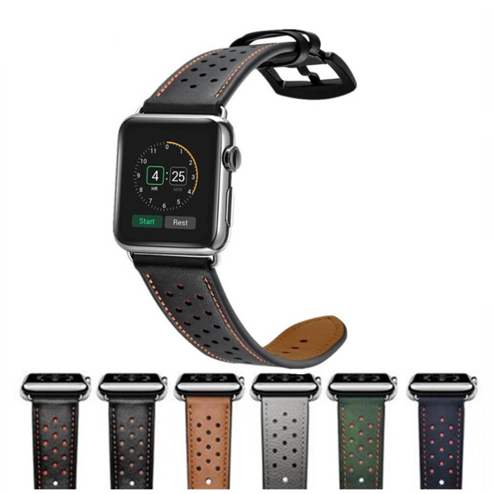 Perforated Casual Style Apple Watch Leather Strap