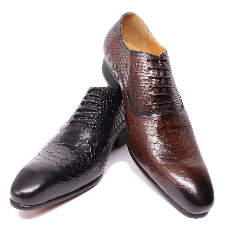 Snake Skin Pattern Leather Pointed Tor Men Oxford Shoes