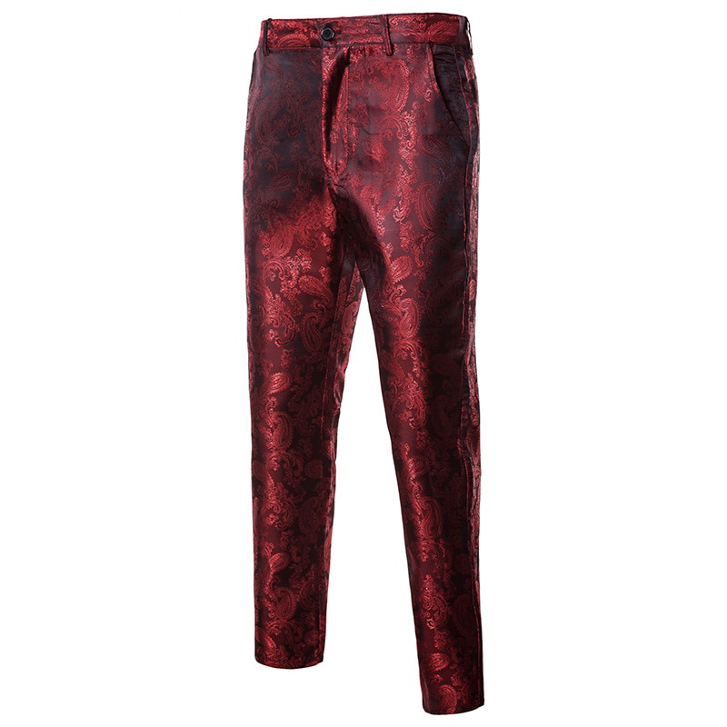 Glossy Paisley Neat Slim Style Men Trouser