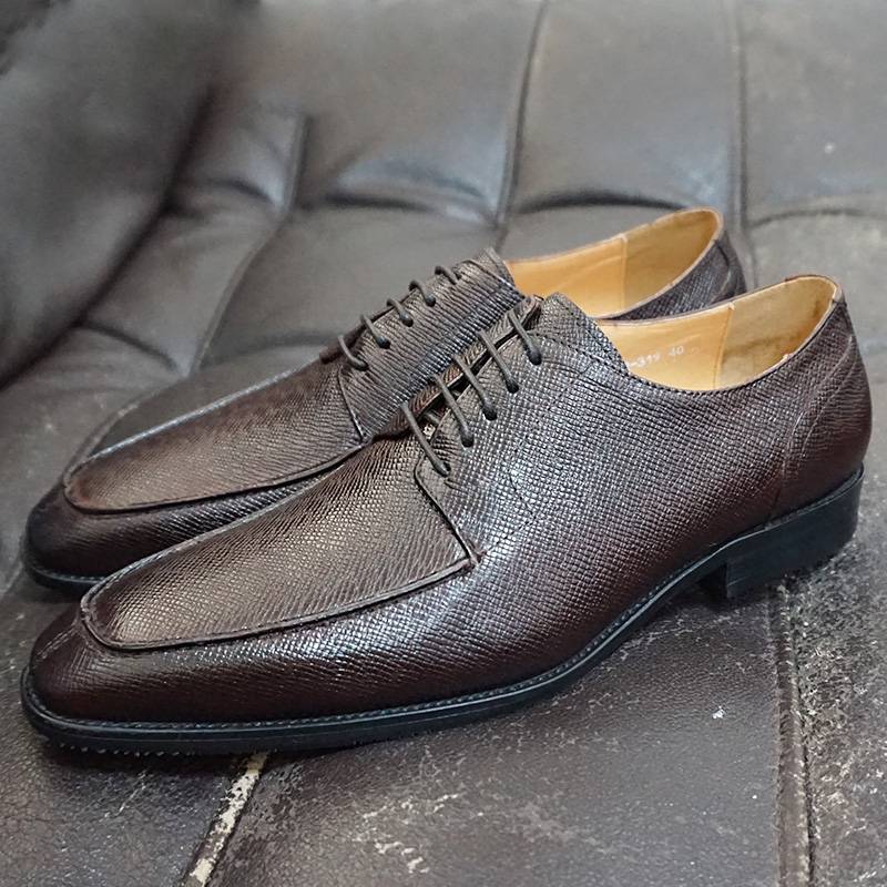 Classic Genuine Leather Pointed Toe Derby Shoes