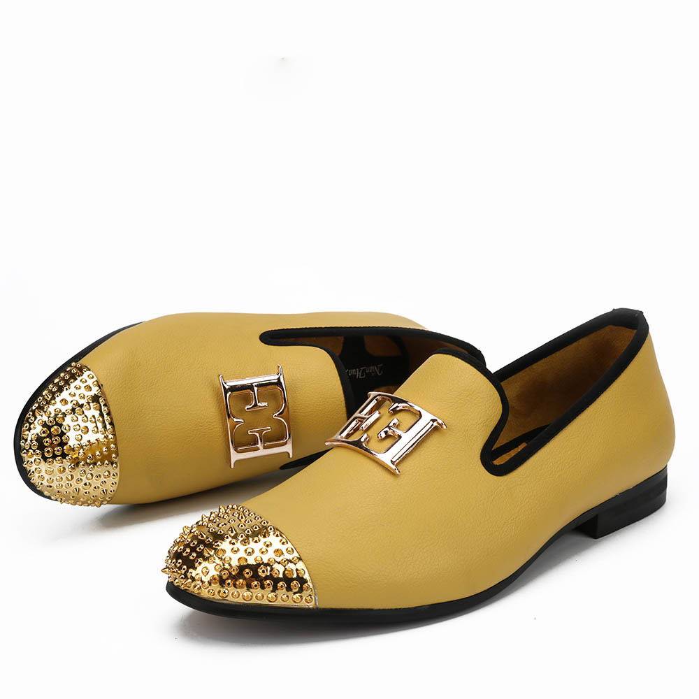 Double E Metal Rivets Cap Toe Style Loafers