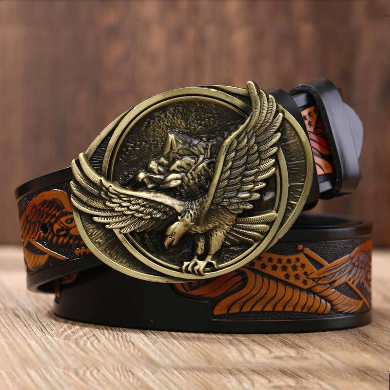 Mountain Eagle Buckle Leather Belt