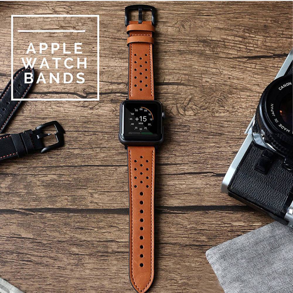 Perforated Casual Style Apple Watch Leather Strap