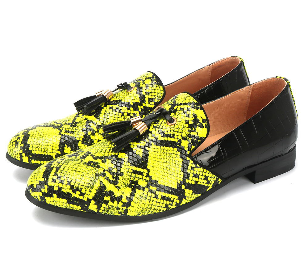 Neon Snake Pattern Pattern Men Loafers Shoes