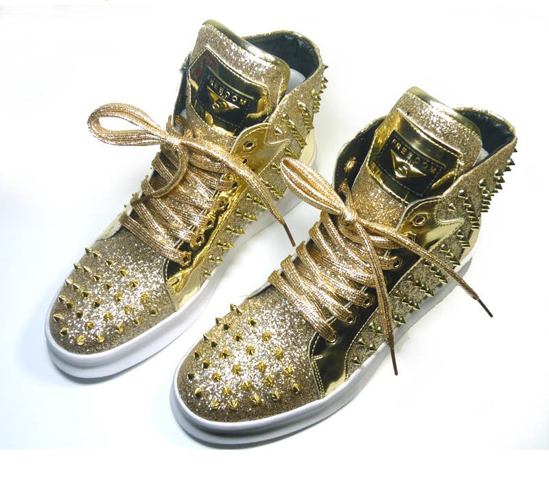 High Top British Style Rivet Shoes Men Casual Sneaker