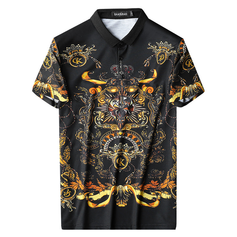 Full Floral Royal Emblem Printed Polo Shirt