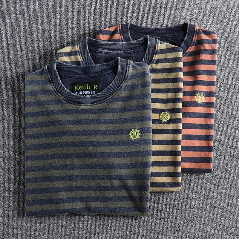 Simple Round Neck Striped T-Shirt