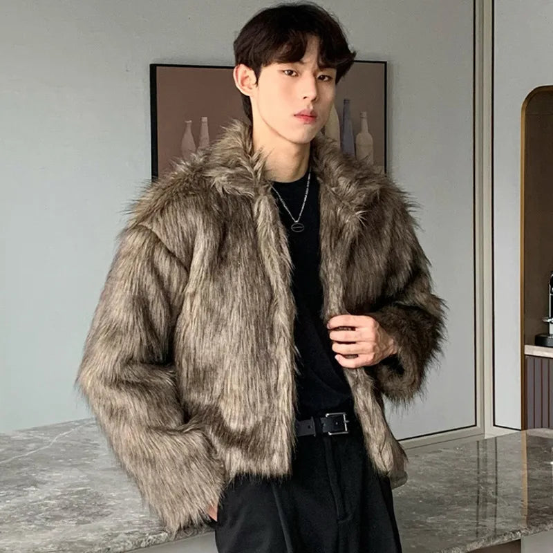 Brown Thickened Fake Fur Jacket