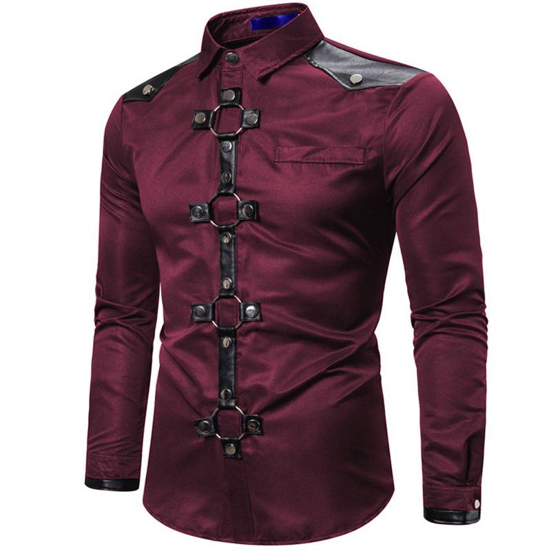 Metal Rings Button Style Long-Sleeved Shirt