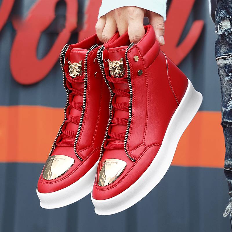 Cross Tied Zipper Decorated High Top Sneaker