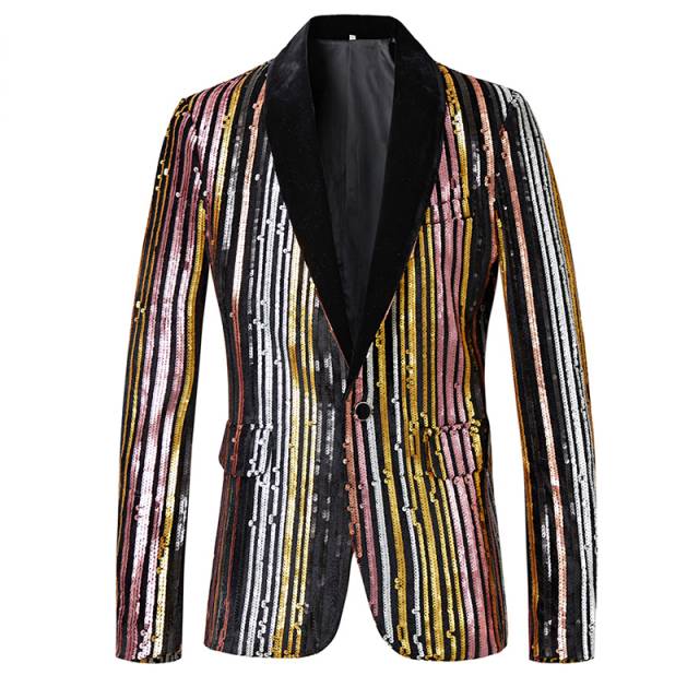 Shining Striped Sequin Blazer