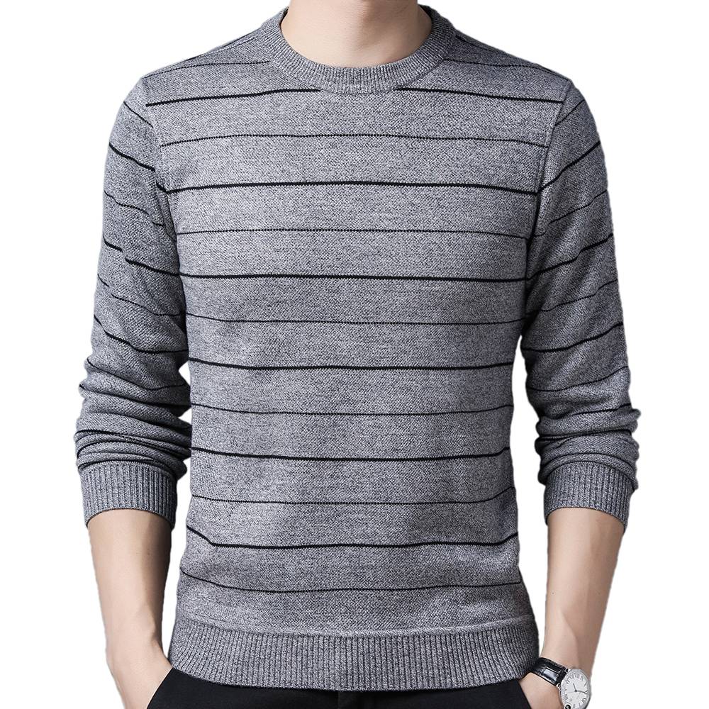 Horizontal Line Decorated Casual Knitted Sweater