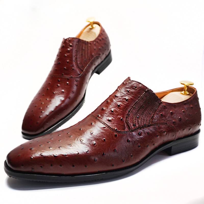 Dot Patterned Genuine Leather Loafers