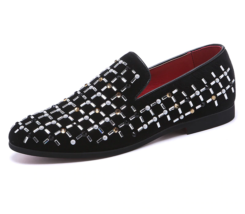 Casual Sequin Rhinestone Driving Breathable Men Loafers Shoes