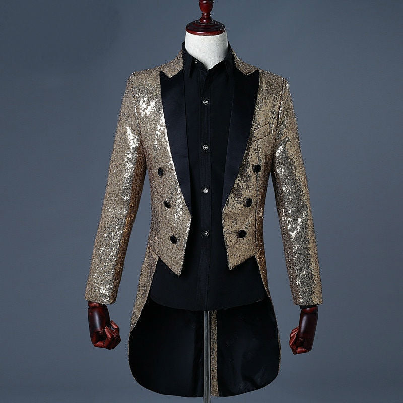 Splendid Sequin Tuxedo Costume Style Men Slim Blazer