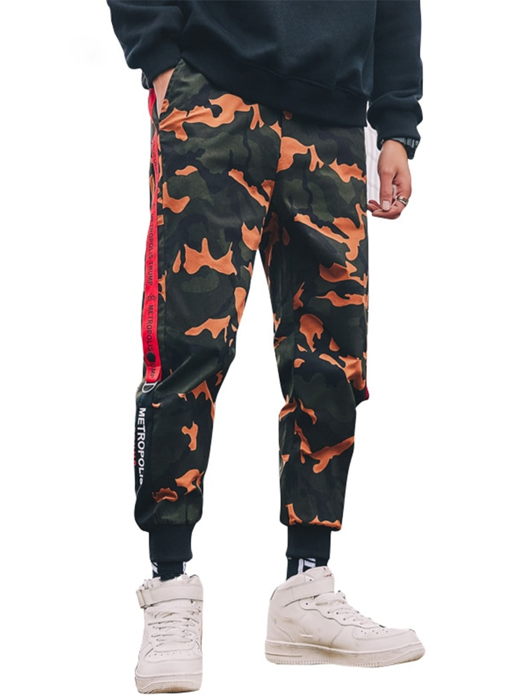 Orange Camo Streetwear Jogger Hip Hop Style Men Pant