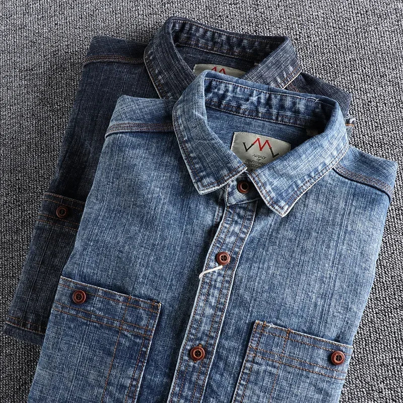 Retro Washed Old Denim Shirt