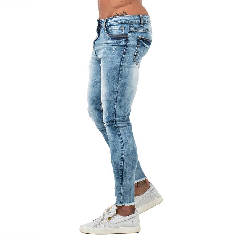 Blue Slim Fit Bottom Ripped Skinny Style Men Jeans - FanFreakz