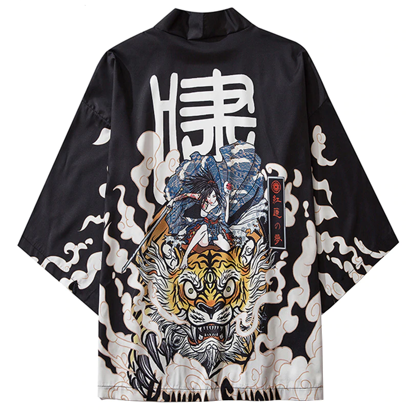 Japanese Haori Traditional Tiger Print Men Jacket