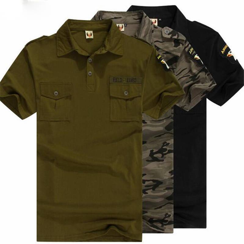 Army Tactical Combat Casual Short Sleeve Style Men Polo Shirt