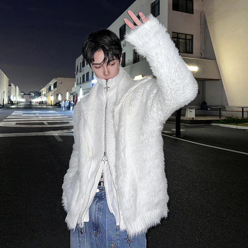 Fashionable White Fur Wool Jacket