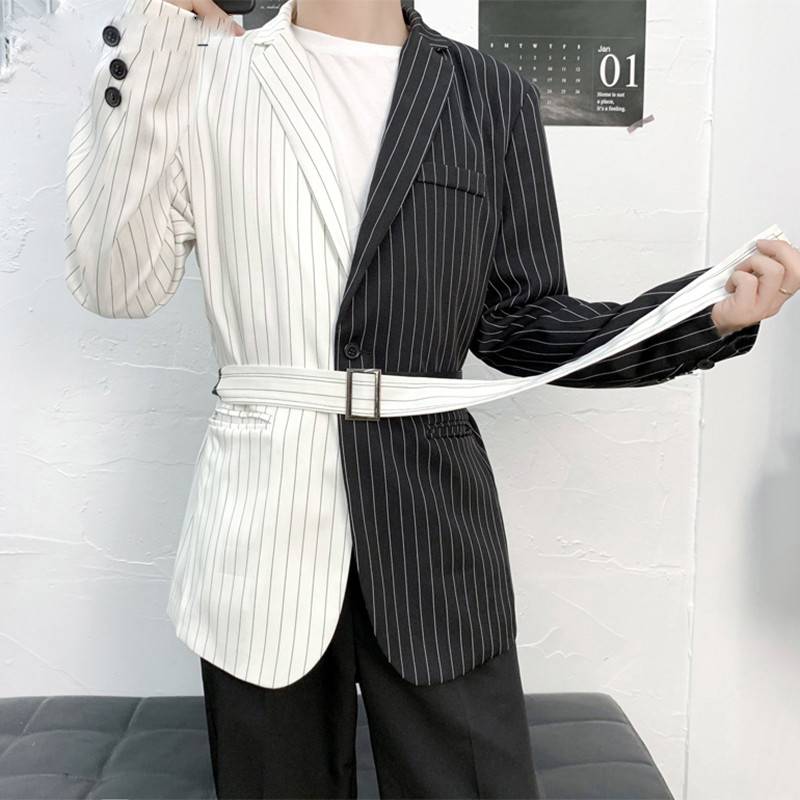 Vertical Lines Black White Fashion Blazer