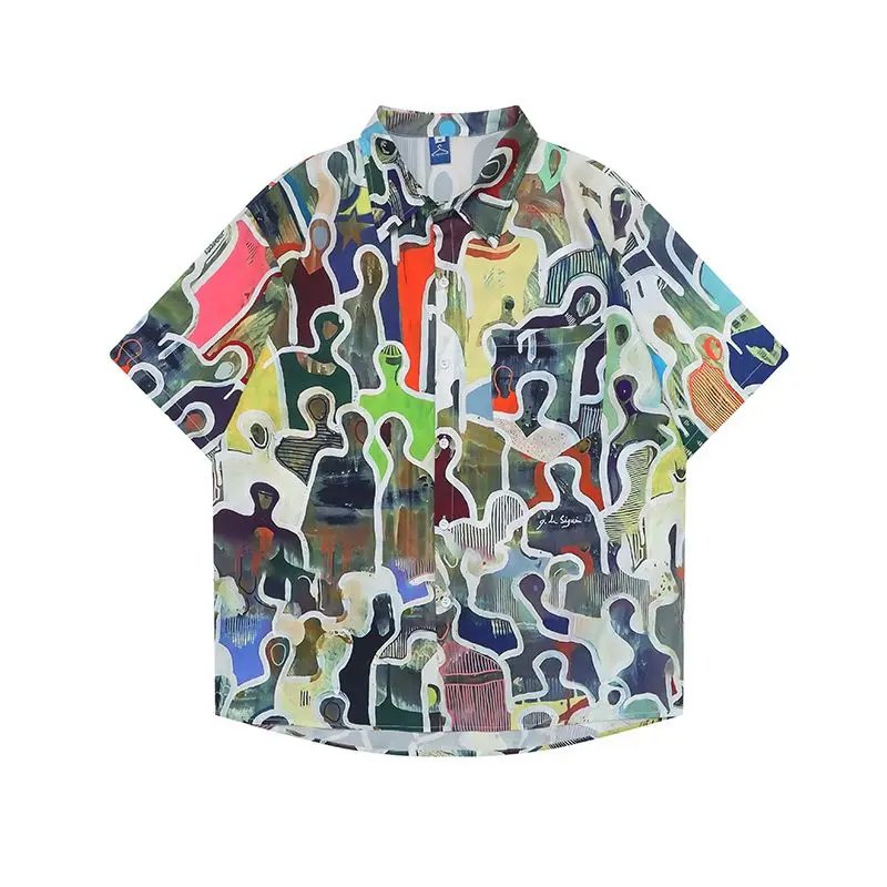 Hawaiian Style Abstract Printed Shirt