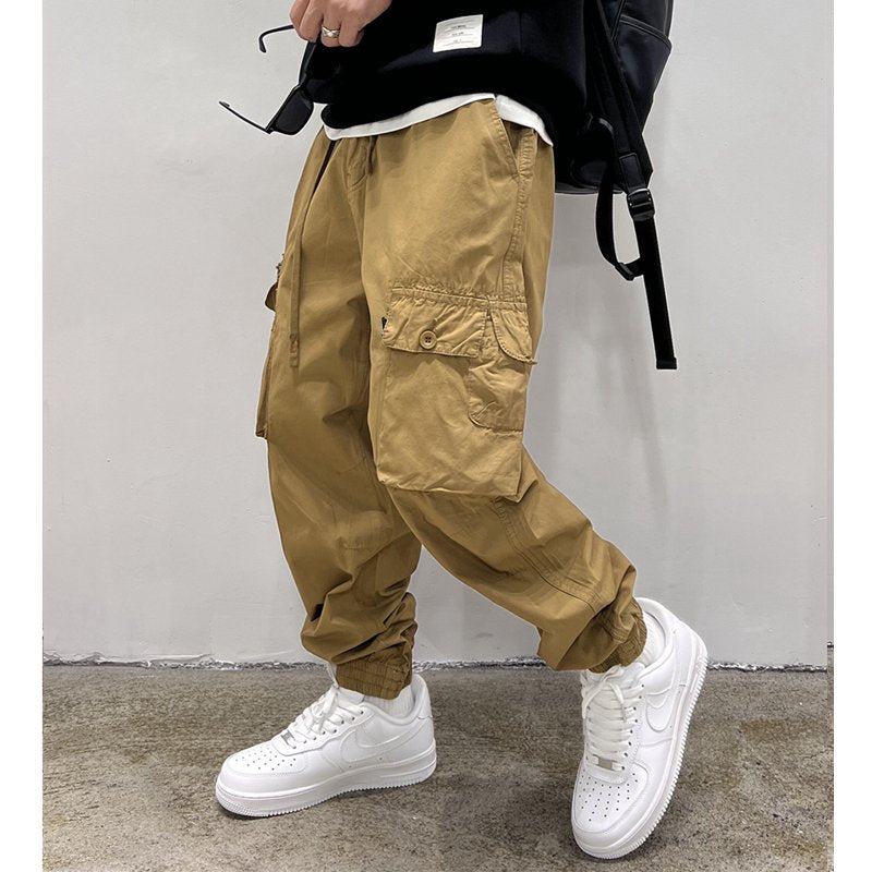 Casual Solid Cotton Cargo Pants